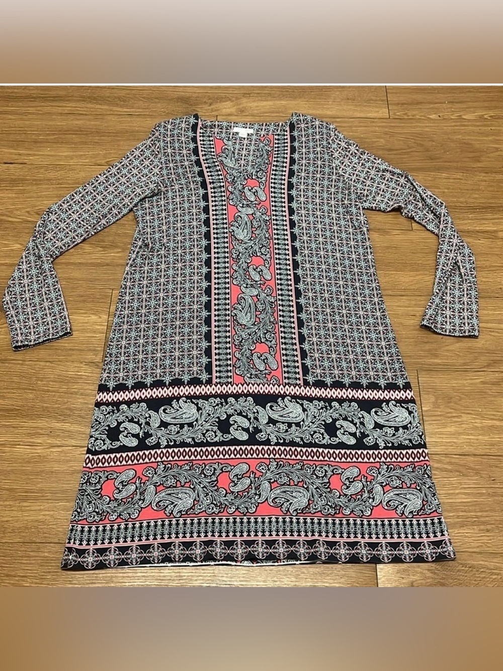 J.JILL Women's Bohemian Midi Dress Blue Pink White Size Small